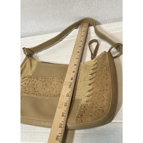 Nine West Shoulder Bag Beige/Brown Patchwork Bag Y2K - Picture 5 of 10